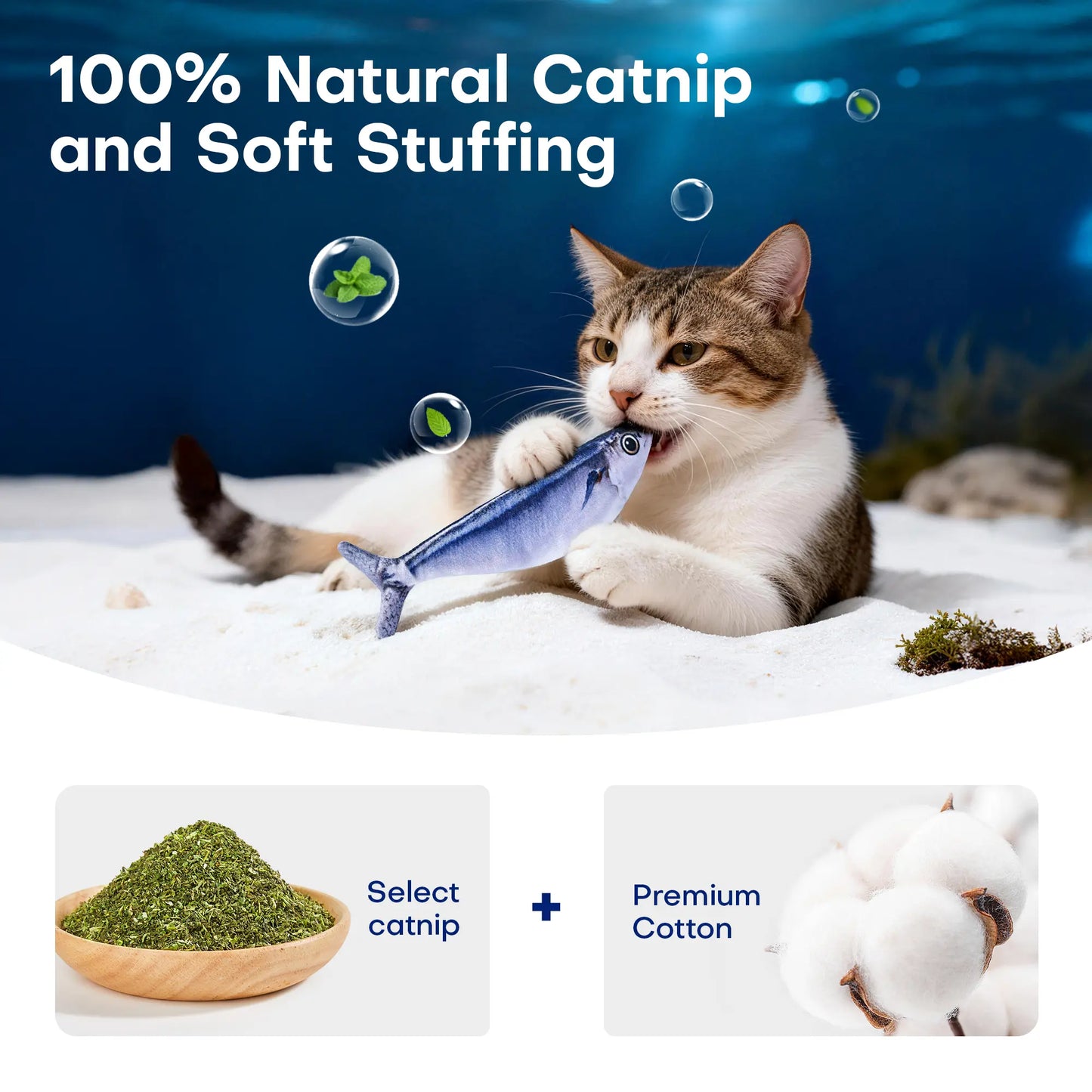 Potaroma Interactive Cat Toys - Realistic Tap-Activated Moving Fish with Catnip, Bite-Sized Kicker for Cats, Available in Sardine, Saury, and Yellow Croaker