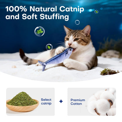 Potaroma Interactive Cat Toys - Realistic Tap-Activated Moving Fish with Catnip, Bite-Sized Kicker for Cats, Available in Sardine, Saury, and Yellow Croaker