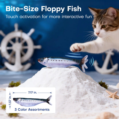 Potaroma Interactive Cat Toys - Realistic Tap-Activated Moving Fish with Catnip, Bite-Sized Kicker for Cats, Available in Sardine, Saury, and Yellow Croaker