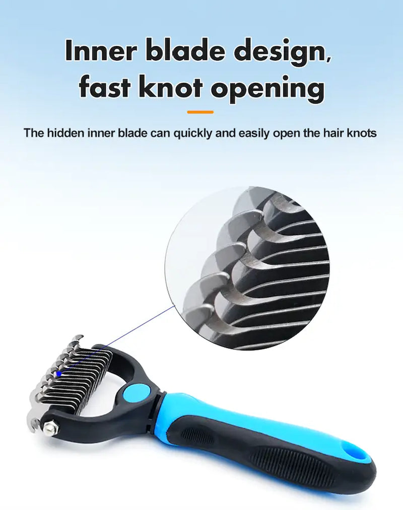 Double-Sided Pet Grooming Brush for Dogs and Cats - Versatile Shedding Tool for Effective Hair Removal and Regular Care