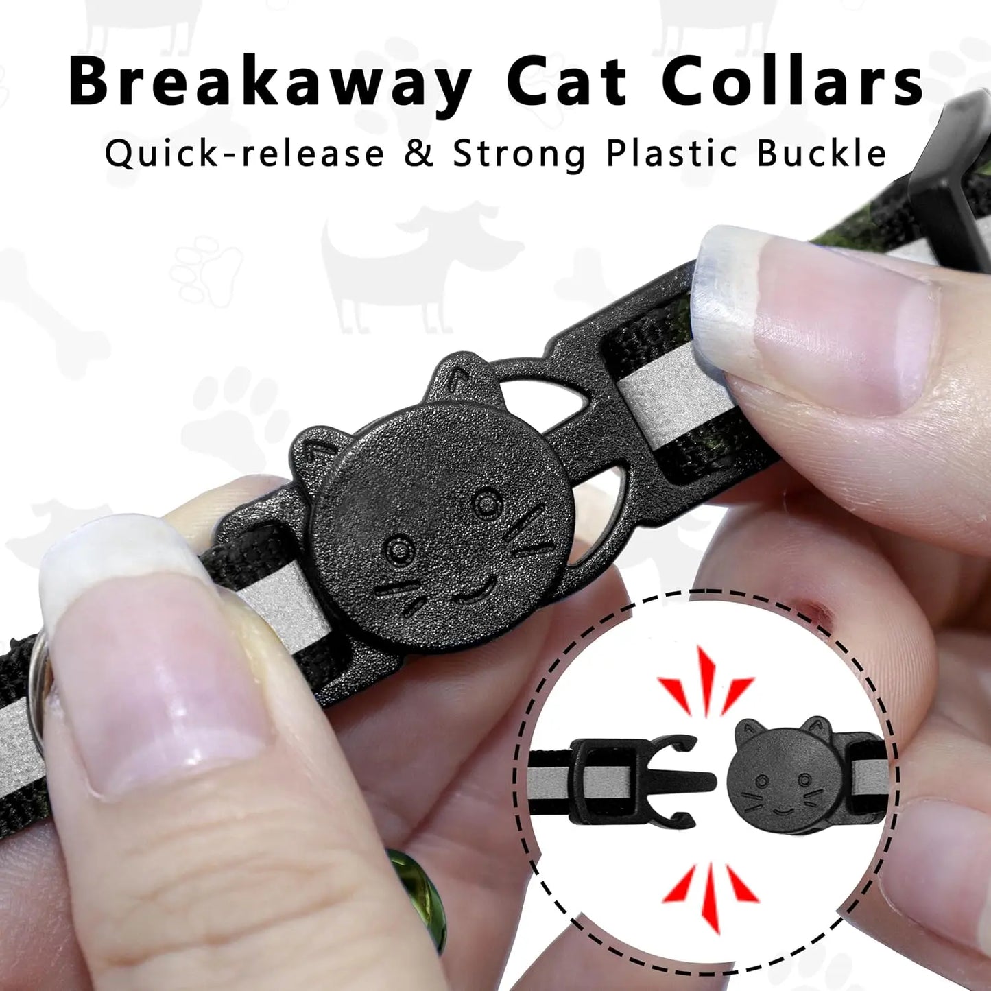 EVERBETTERUS Cat Collar Reflective Kitten Collar with Bell, Breakaway Airtag Cat Collar for Boys Girls Cats, GPS Tracker for Cats 0.4’’ Width Adjustable Safe Kitty Collar