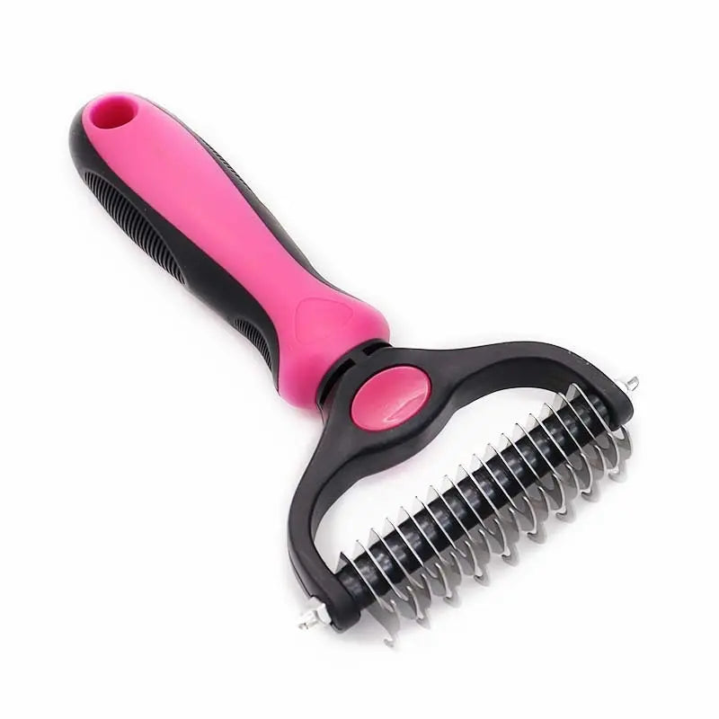 Double-Sided Pet Grooming Brush for Dogs and Cats - Versatile Shedding Tool for Effective Hair Removal and Regular Care