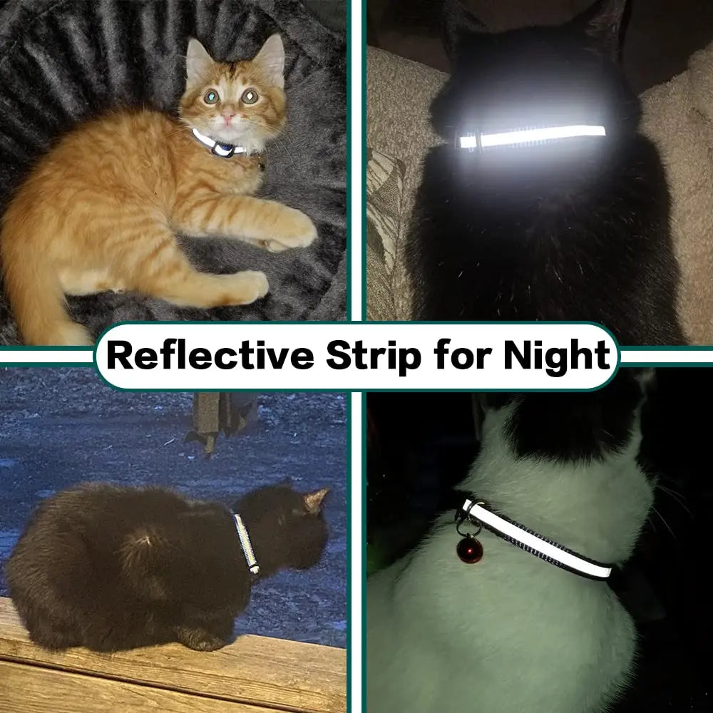 EVERBETTERUS Cat Collar Reflective Kitten Collar with Bell, Breakaway Airtag Cat Collar for Boys Girls Cats, GPS Tracker for Cats 0.4’’ Width Adjustable Safe Kitty Collar