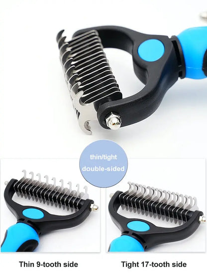 Double-Sided Pet Grooming Brush for Dogs and Cats - Versatile Shedding Tool for Effective Hair Removal and Regular Care