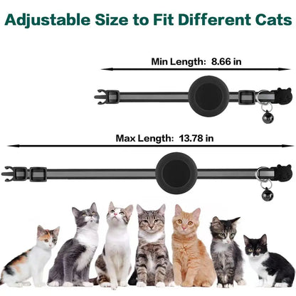 EVERBETTERUS Cat Collar Reflective Kitten Collar with Bell, Breakaway Airtag Cat Collar for Boys Girls Cats, GPS Tracker for Cats 0.4’’ Width Adjustable Safe Kitty Collar