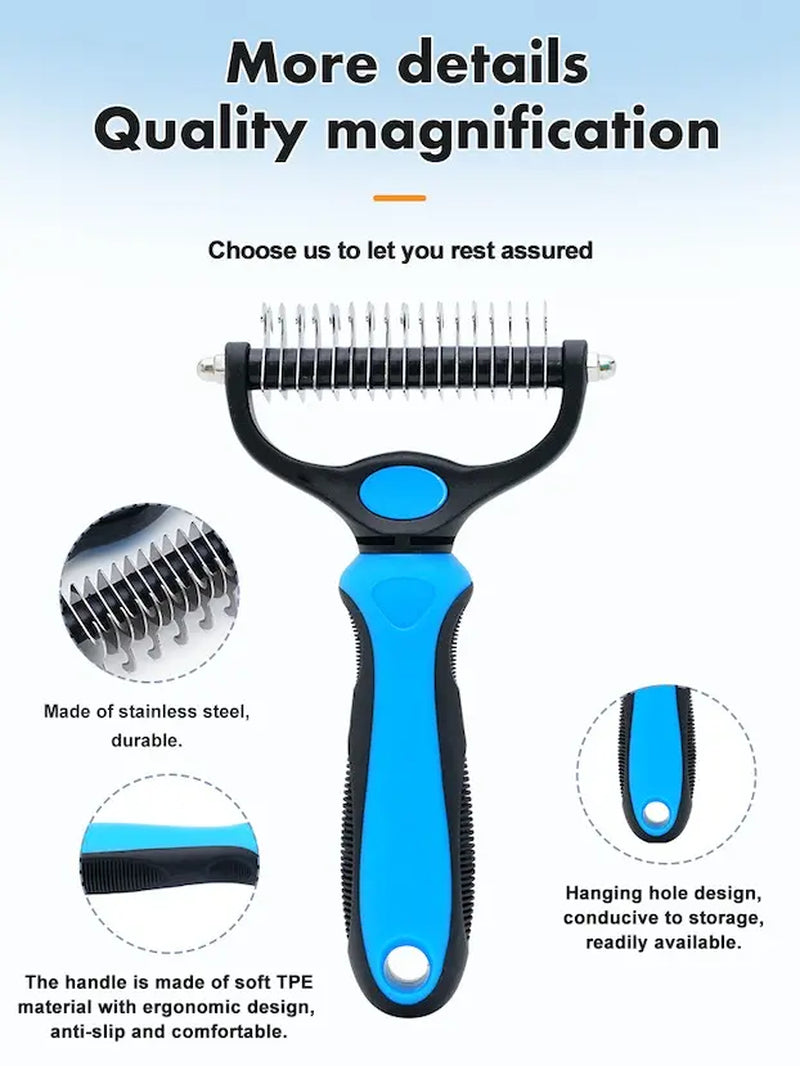 Double-Sided Pet Grooming Brush for Dogs and Cats - Versatile Shedding Tool for Effective Hair Removal and Regular Care